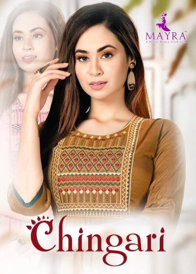 Chingari By Mayra Fancy Rayon Embroidered Kurti Collection